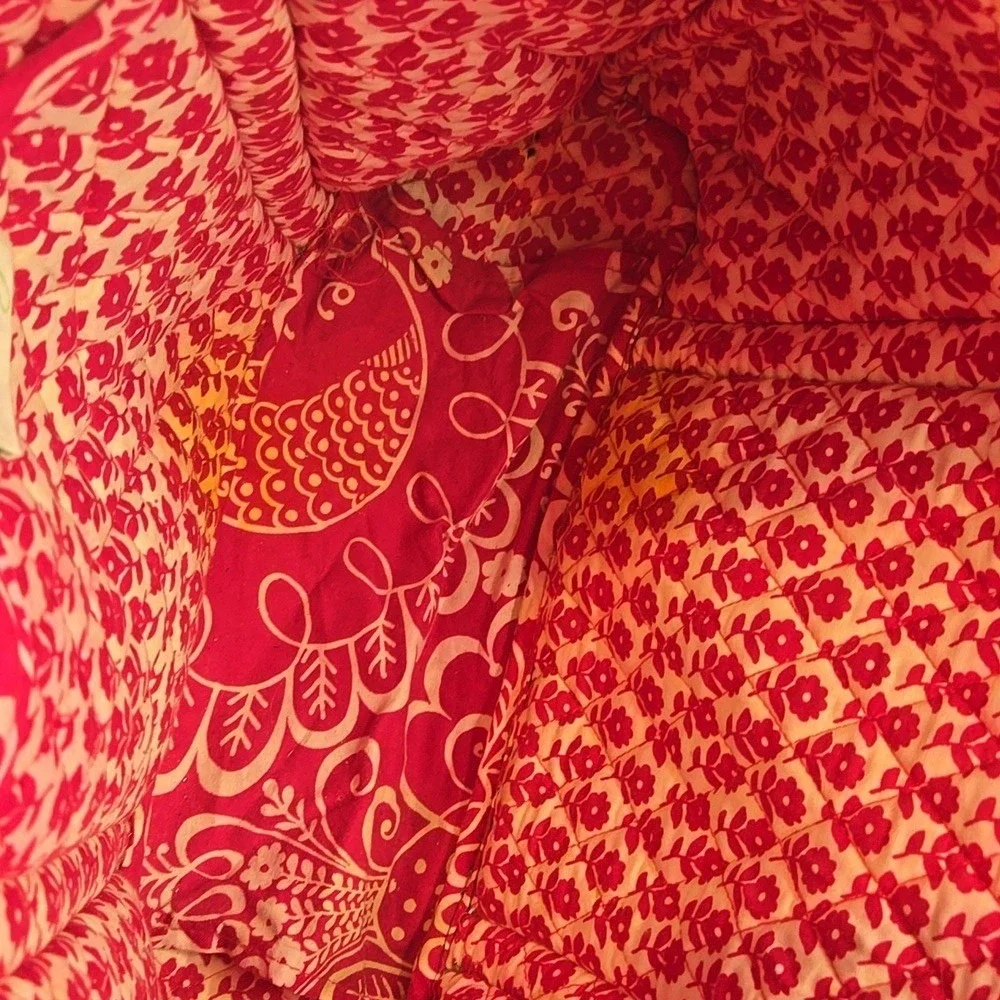Vera Bradley Large Travel Toggle Tote Double Handle Hot Pink Twirly‎ Bird Print - Picture 6 of 8
